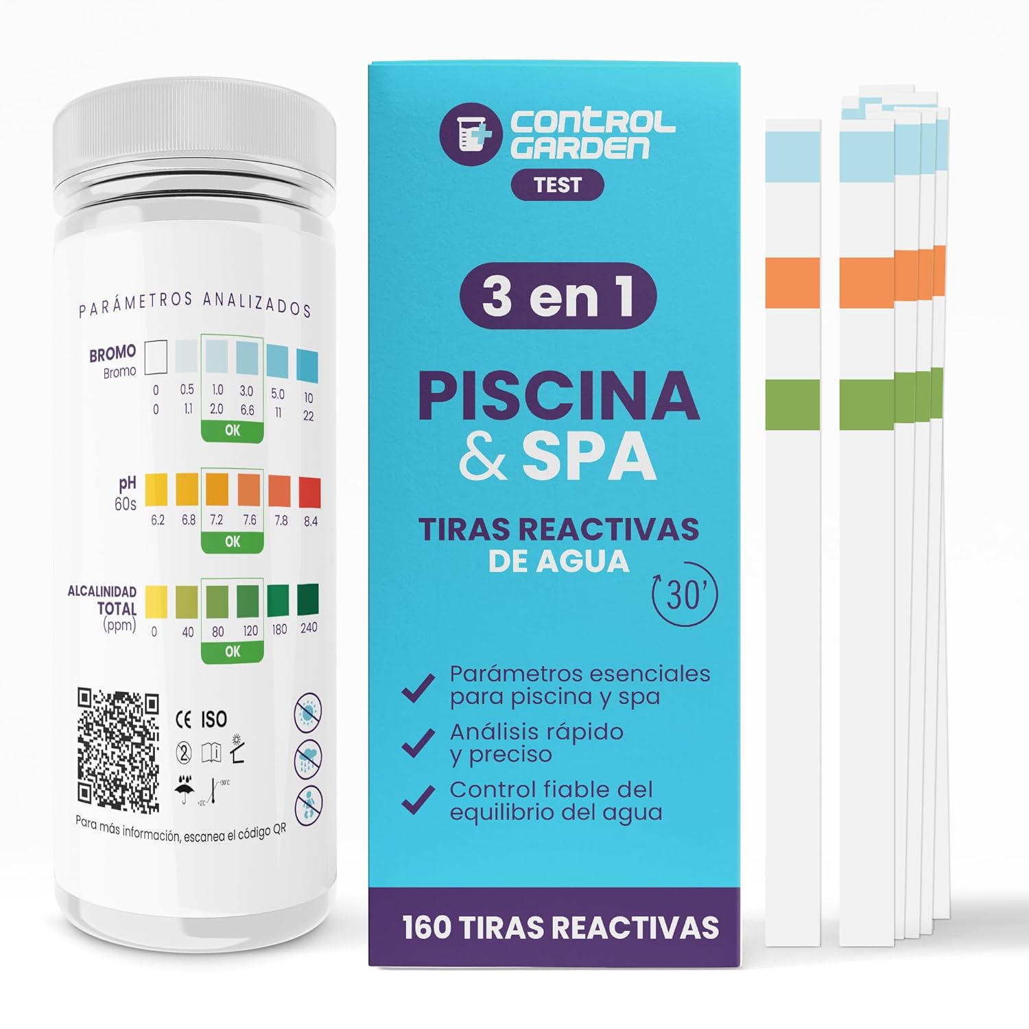 3 in 1 Test Strips for pH, Bromine, and Total Alkalinity · Pack of 50