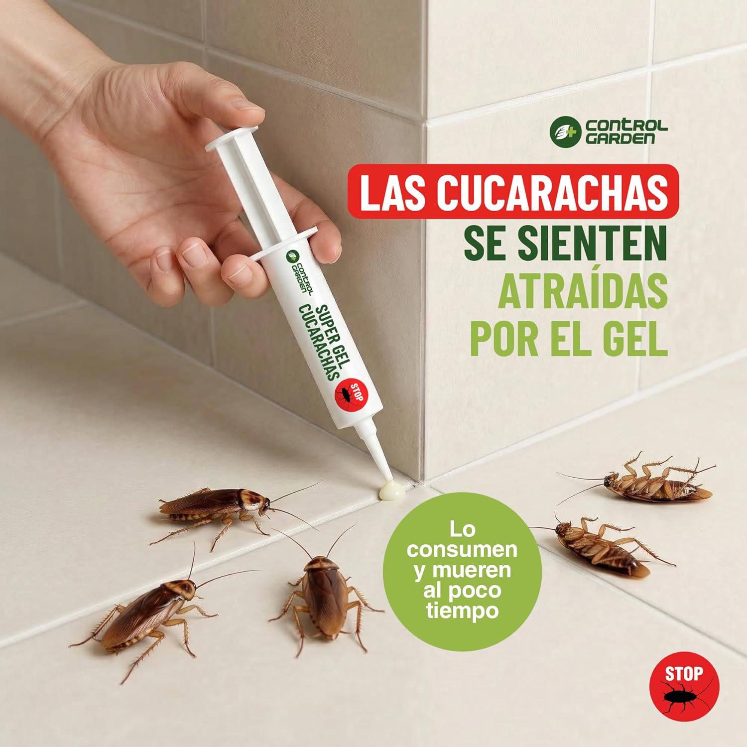 Pack de 3 jeringuillas de gel insecticida para cucarachas de Control Garden · foto 2