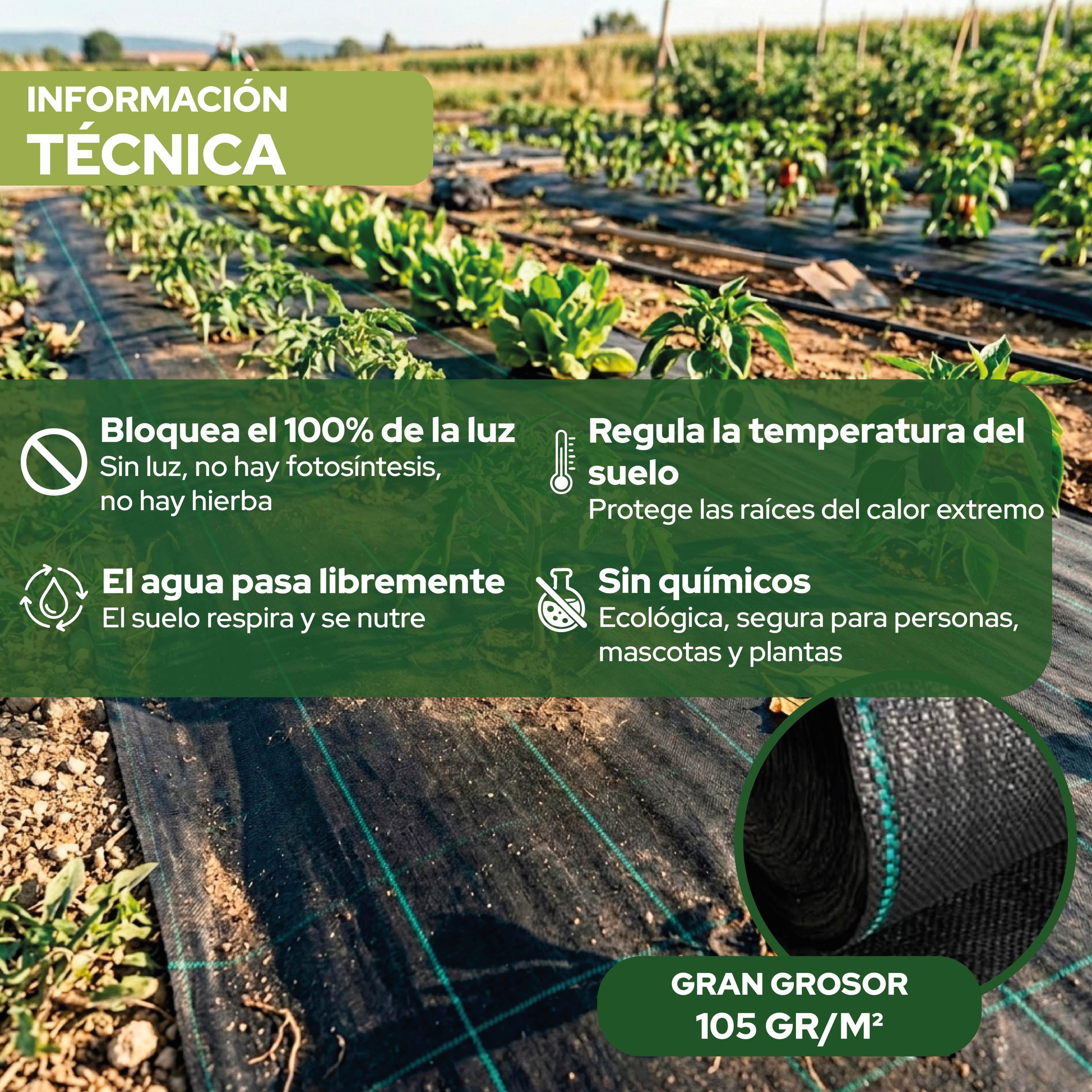 Malla antihierbas Control Garden 2 x 100 m de polipropileno de alta resistencia · foto 4