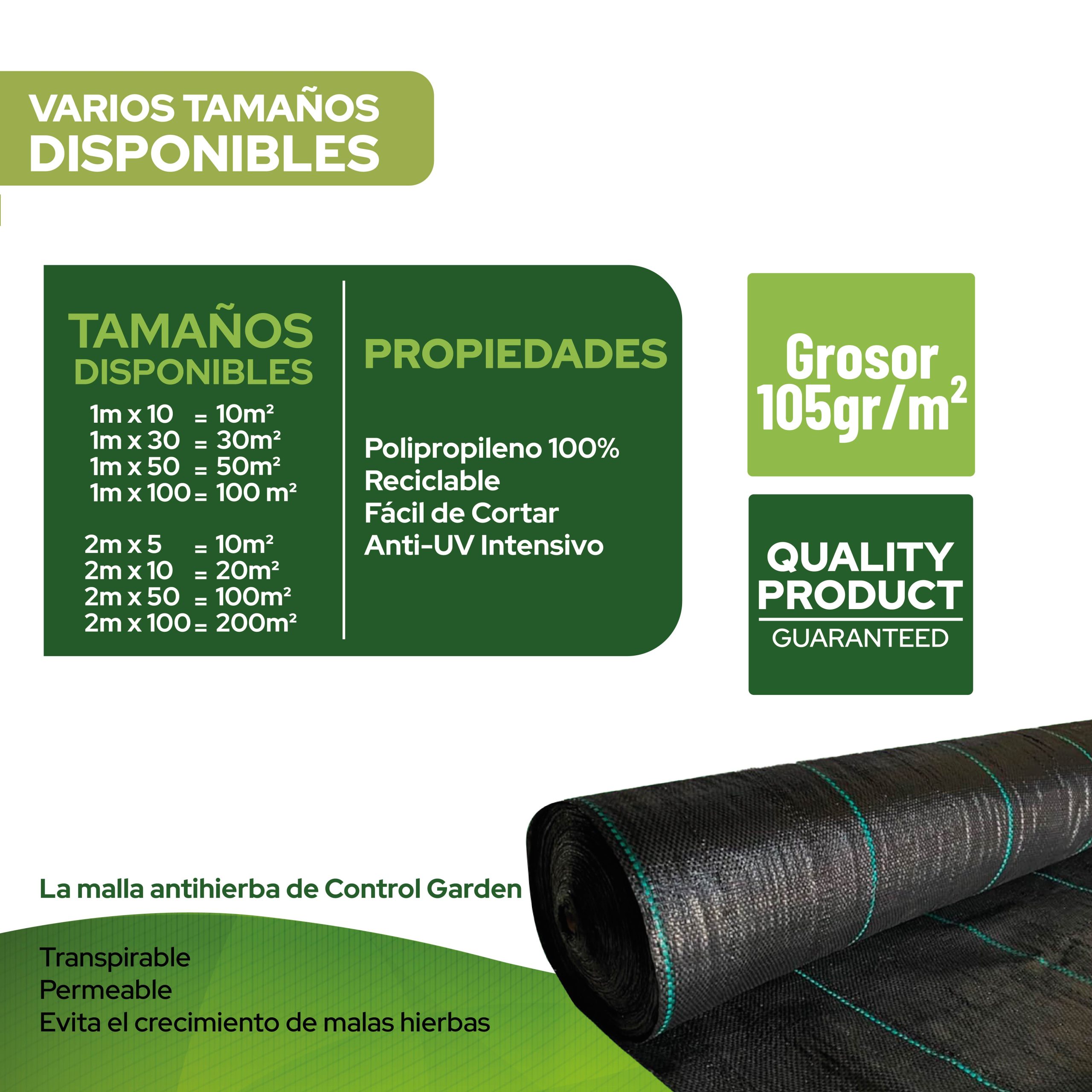 Malla antihierbas Control Garden 2 x 100 m de polipropileno de alta resistencia · foto 8