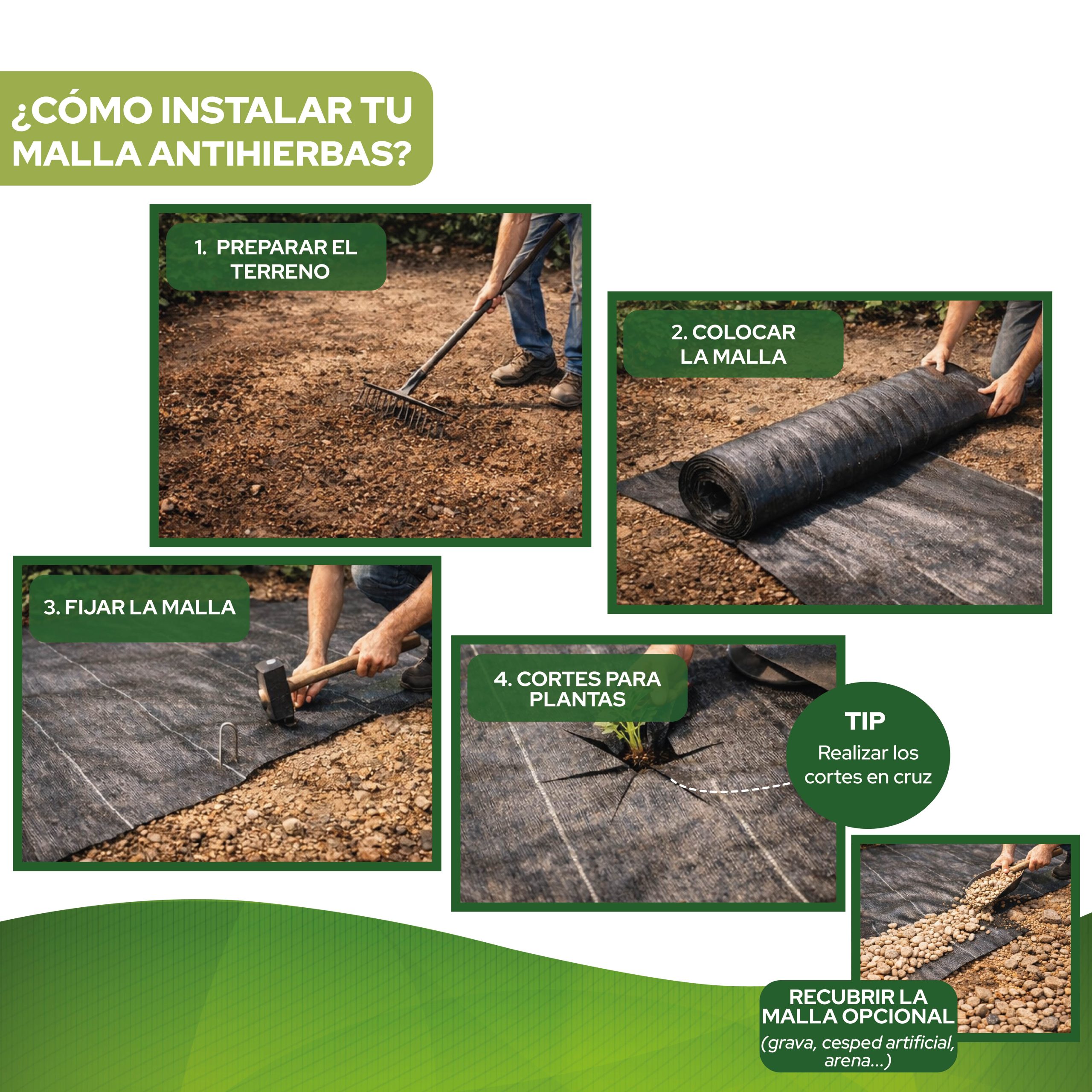 Malla Antihierbas 1 x 100 m de Control Garden para jardinería y agricultura · foto 7