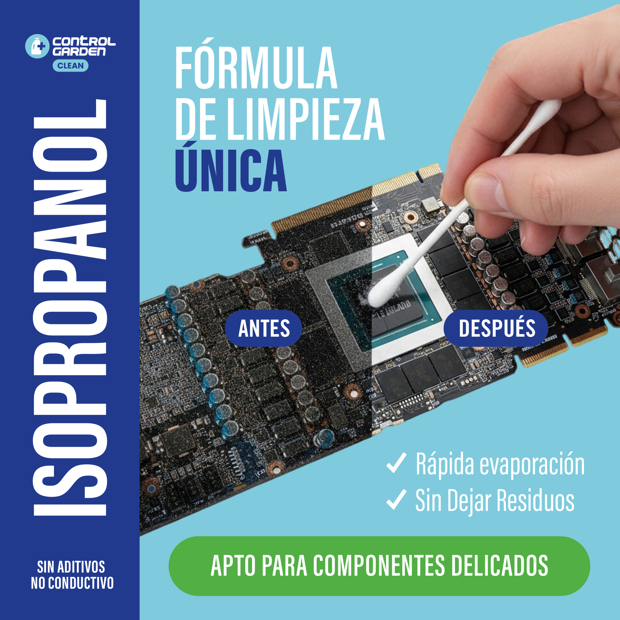 Botella de alcohol isopropílico Control Garden 1L para limpieza técnica y de precisión. · foto 4