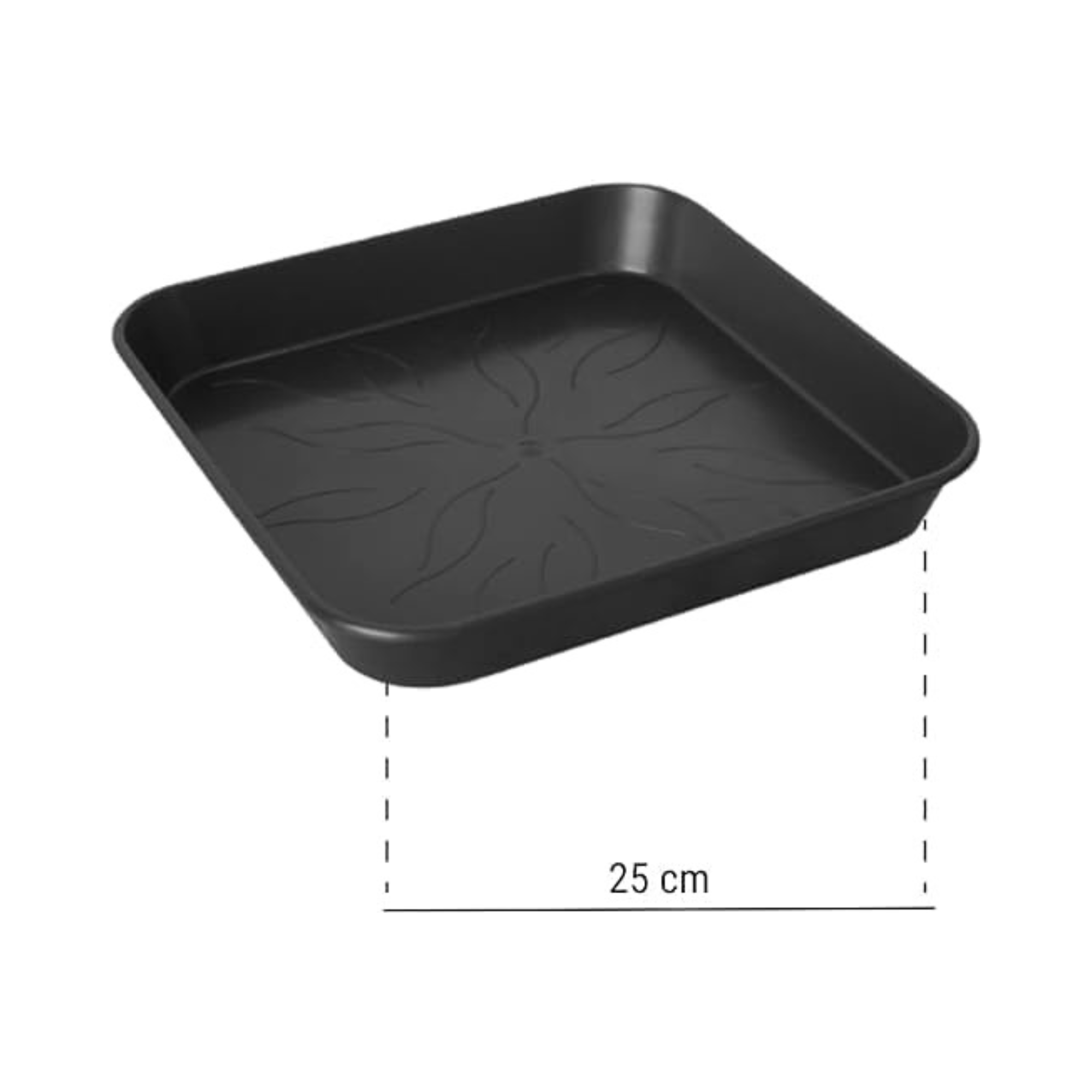 Platos cuadrados de plástico de 25 x 25 cm para macetas · foto 2